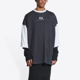 3/4-Ärmel-Logo-T-Shirt „Washed Black Heather Grey“ 699190TMVC81208