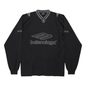3B Football Langarm-T-Shirt mit V-Ausschnitt „Schwarz Anthrazit“ 857085TTVQ61066