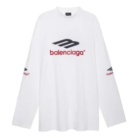 3B Sports Icon Langarm-T-Shirt Oversized „Weiß Schwarz Rot“ 720250TPVD79065