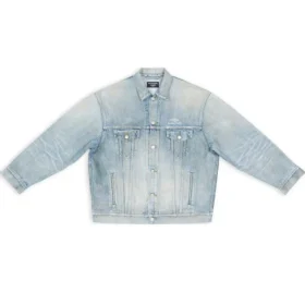 3B Sports Vintage-Denim-Jacke, Large-Passform „Hellblau“ 704299TJW798469