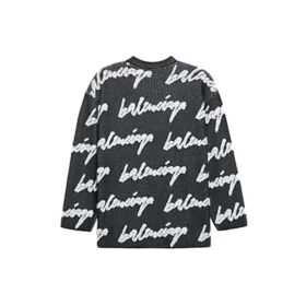 3D Scribble Rundhals-Baumwollpullover „Black“ 625985T31801070