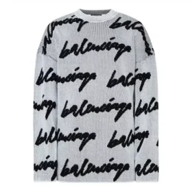 3D Scribble Rundhals-Baumwollpullover „White“ 625985T31809040
