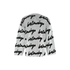 3D Scribble Rundhals-Baumwollpullover „White“ 625985T31809040