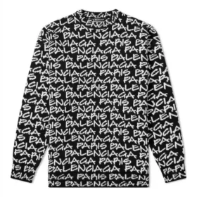 All Over Balenciaga Paris Intarsia-Pullover „Black White“ 599826T31701070
