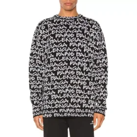 All Over Balenciaga Paris Intarsia-Pullover „Black White“ 599826T31701070