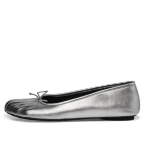 Anatomische Ballerinen-Schuhe „Silber glänzend, weiches Lammfell“ 714260WBFA18001