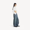 Baggy-Jeans für Damen mit tiefem Schritt in schmutzigem Vintage-Blau Baggy-Jeans für Damen mit tiefem Schritt in schmutzigem Vintage-Blau