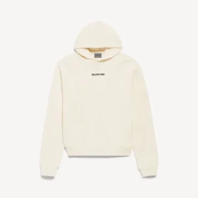 Balenciaga Damen-Hoodie mit mittlerer Passform und „Back“-Motiv in Creme