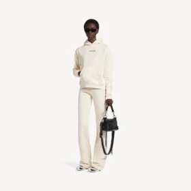 Balenciaga Damen-Hoodie mit mittlerer Passform und „Back“-Motiv in Creme