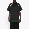 Balenciaga Herren FW21 Freizeit-Poloshirt mit kurzen Ärmeln, doppellagig, schwarz 661507TKVA51042