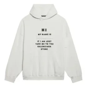 Balenciaga Herren FW21 „Hi My Name Is“ mit Alphabet-Muster, Langarm, Weiß 651799TKVF29081