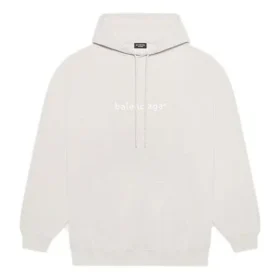 Balenciaga Herren FW21 Kapuzenpullover mit Logo-Alphabet-Aufdruck, langärmelig, cremeweiß 570811TIV552970