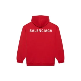 Balenciaga Herren FW21, locker sitzendes Langarm-Kapuzenshirt mit Logo, rot, 600583TIV846540