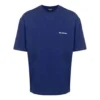 Balenciaga Herren FW21 Logo-Pullover mit Rundhalsausschnitt und kurzen Ärmeln, Blau 612966TIVG53967