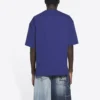 Balenciaga Herren FW21 Retro-Strick-Shirt mit kurzen Ärmeln, marineblau 612966TKVD33967