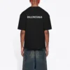 Balenciaga Herren FW21 Retro-T-Shirt mit Logo-Aufdruck, kurzärmelig, schwarz 612966TIVG51070