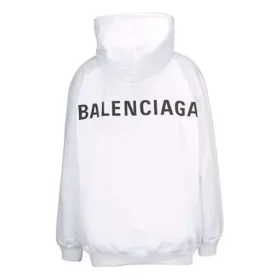 Balenciaga Herren-Kapuzenpullover mit „Back Alphabet“-Aufdruck, langärmelig, weiß, 556113TAV379000