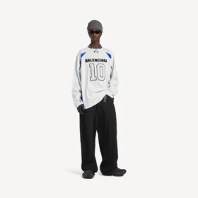 Balenciaga Herren | NBA-Kollaboration: Oversize-Langarm-T-Shirt in Weiß/Mehrfarbig