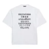 Balenciaga Herren-Pullover mit Rundhalsausschnitt, Kurzarm, weiß, mit Schriftzug, 641614TJVI39040