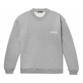 Balenciaga Herren-Pullover mit Rundhalsausschnitt und „Micro Mark“-Alphabetmuster, grau, 556147TBV141300