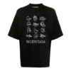 Balenciaga Herren SS21 Freizeit-T-Shirt mit Aufdruck, groß, kurzärmelig, schwarz 641614TJV801070