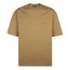 Balenciaga Herren SS21, locker sitzendes T-Shirt mit Rundhalsausschnitt, gesticktem Alphabet-Logo und kurzen Ärmeln, khaki, 612966TJV879504