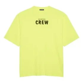 Balenciaga Herren-Sweatshirt mit Rundhalsausschnitt, Alphabet-Aufdruck, kurze Ärmel, fluoreszierendes Grün 620969TIVG97072 Balenciaga Herren-Sweatshirt mit Rundhalsausschnitt, Alphabet-Aufdruck, kurze Ärmel, fluoreszierendes Grün 620969TIVG97072