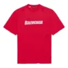 Balenciaga Herren-T-Shirt mit Alphabet-Print, Lochmuster, Rundhalsausschnitt und kurzen Ärmeln, rot 651795TKVB86295