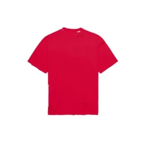 Balenciaga Herren-T-Shirt mit Alphabet-Print, Lochmuster, Rundhalsausschnitt und kurzen Ärmeln, rot 651795TKVB86295 Balenciaga Herren-T-Shirt mit Alphabet-Print, Lochmuster, Rundhalsausschnitt und kurzen Ärmeln, rot 651795TKVB86295
