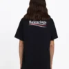 Balenciaga Herren-T-Shirt mit Aufdruck, kurzärmelig, schwarz 570803TAV441000