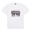 Balenciaga Herren-T-Shirt mit Band-Porträt-Print und Logo, Retro-Stil, kurzärmelig, weiß 612966TIV479000