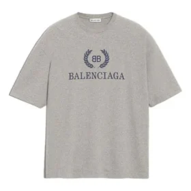 Balenciaga Herren-T-Shirt mit BB-Logo-Aufdruck, kurzärmelig, grau 544271TCV251300 Balenciaga Herren-T-Shirt mit BB-Logo-Aufdruck, kurzärmelig, grau 544271TCV251300