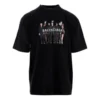 Balenciaga Herren-T-Shirt mit übergroßem Logo-Print im Retro-Stil, tiefem Ausschnitt und kurzen Ärmeln, schwarz 620969TIVA11000
