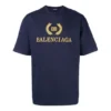 Balenciaga Herren-T-Shirt mit Logo, Rundhalsausschnitt, kurze Ärmel, marineblau 535622TAV044128