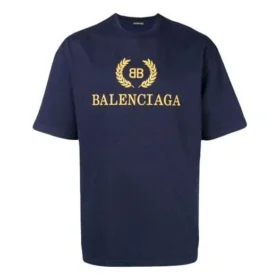 Balenciaga Herren-T-Shirt mit Logo, Rundhalsausschnitt, kurze Ärmel, marineblau 535622TAV044128 Balenciaga Herren-T-Shirt mit Logo, Rundhalsausschnitt, kurze Ärmel, marineblau 535622TAV044128