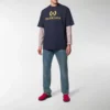 Balenciaga Herren-T-Shirt mit Logo, Rundhalsausschnitt, kurze Ärmel, marineblau 535622TAV044128