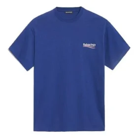 Balenciaga Herren-T-Shirt mit Political Campaign-Aufdruck, kurzärmelig, königsblau 508203TAV444540 Balenciaga Herren-T-Shirt mit Political Campaign-Aufdruck, kurzärmelig, königsblau 508203TAV444540