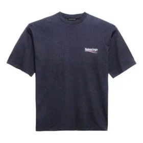 Balenciaga Herren-T-Shirt mit Political Campaign-Aufdruck, kurzärmelig, marineblau 570803TAV444128 Balenciaga Herren-T-Shirt mit Political Campaign-Aufdruck, kurzärmelig, marineblau 570803TAV444128