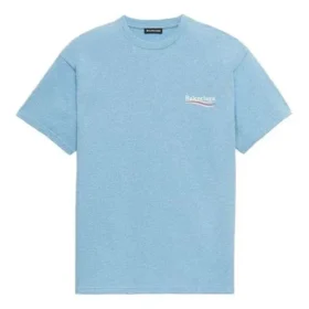 Balenciaga Herren-T-Shirt mit Political Campaign-Aufdruck, Rundhalsausschnitt, kurze Ärmel, blau 570803TBV425840 Balenciaga Herren-T-Shirt mit Political Campaign-Aufdruck, Rundhalsausschnitt, kurze Ärmel, blau 570803TBV425840