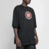 Balenciaga Herren-T-Shirt mit rundem BB-Alphabet-Logo, kurzärmelig, schwarz 641614TJV761000