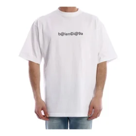 Balenciaga Herren-T-Shirt mit Rundhalsausschnitt, Alphabet-Print, kurzärmelig, weiß 620969TIV509040