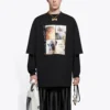 Balenciaga Herren-T-Shirt, mittellang, Rundhalsausschnitt, kurzärmelig, schwarz 641614TJVG81000