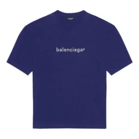 Balenciaga Herren-T-Shirt SS21 mit Logo-Aufdruck „Alphabet“, kurzärmelig, blau, 612966TIV545400