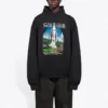 Balenciaga Landscape Loose Hoodie für Herren, Schwarz, 641679TJVH91000