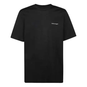 Balenciaga Logo-Strick-T-Shirt für Herren, kurzärmelig, schwarz 556150TYK281000
