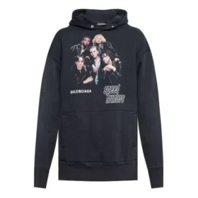 Balenciaga Speedhunters Boysband Print-Kapuzenpullover mit langen Ärmeln für Herren, marineblau, 541873TCV371055