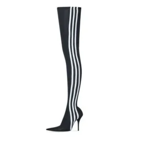 Balenciaga x adidas Knife Over-the-Knee-Stiefel „Black White“ 724074W2ES11090