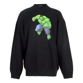 Balenciaga x Marvel Hulk-Print Boxy Rundhals-Baumwoll-Sweatshirt „Schwarz“ 671125TLV581000 Balenciaga x Marvel Hulk-Print Boxy Rundhals-Baumwoll-Sweatshirt „Schwarz“ 671125TLV581000