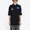 Balenciaga x NASA Crossover FW21 Herren-Poloshirt aus Baumwolle mit Weltraum-Print, einfarbig, schwarz 662493TKVG11070