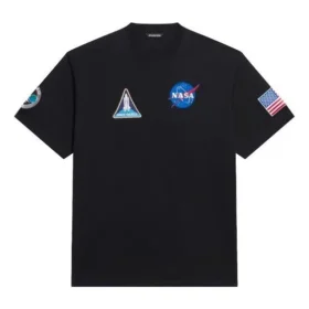 Balenciaga x NASA Crossover Space Retro Kurzarm-T-Shirt „Black“ 651795TKVD71070